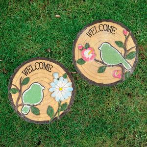 Northlight Welcome Birds Floral Garden Stones - Set of 2 alternate view