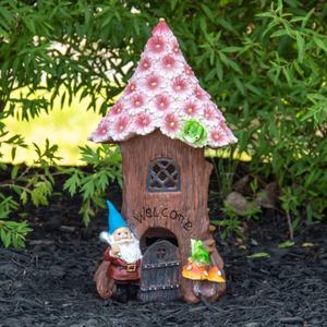 Northlight 14in. Gnome Tree House Garden Statue alternate view
