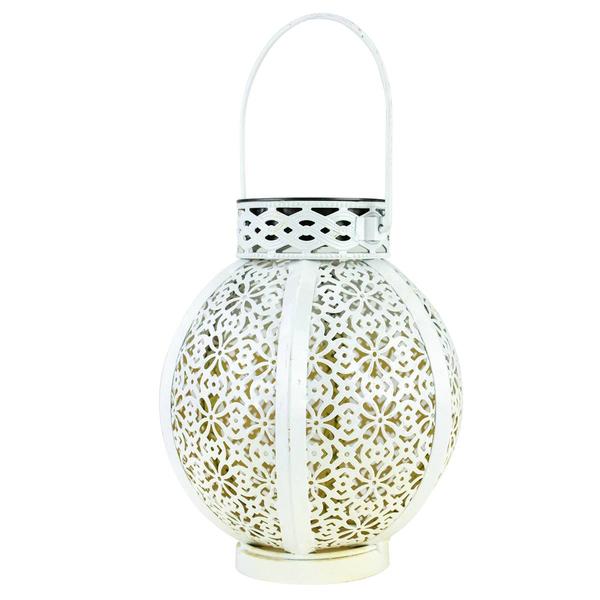 Northlight 7in. Round Floral LED Solar Lantern