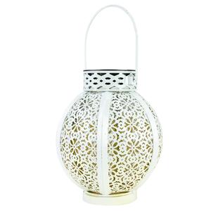 Northlight 7in. Round Floral LED Solar Lantern