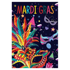 Northlight Mardi Gras Feathers & Masks House Flag