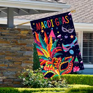 Northlight Mardi Gras Feathers & Masks House Flag alternate view