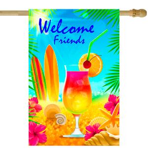 Northlight Hello Summer Tropical Beach House Flag