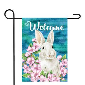 Northlight Welcome Bunny Floral Spring Garden Flag