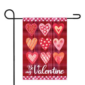 Northlight Be My Valentine Plaid & Heart Garden Flag