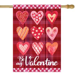 Northlight Be My Valentine Plaid & Heart House Flag