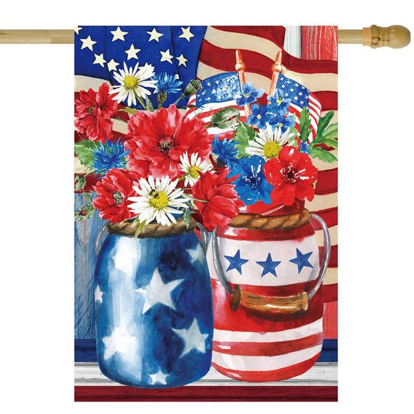Northlight 28in. Americana Floral Bouquet Garden Flag