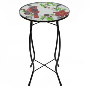 Northlight Red Cardinal Glass Patio Side Table