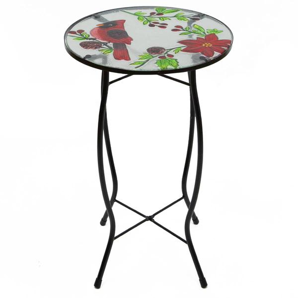 Northlight Red Cardinal Glass Patio Side Table