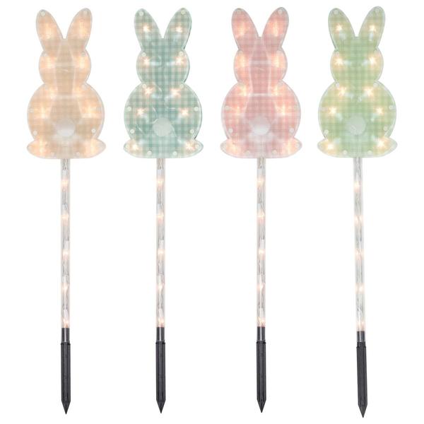 Northlight 4ct Pastel Bunny Easter Pathway Stakes Lights