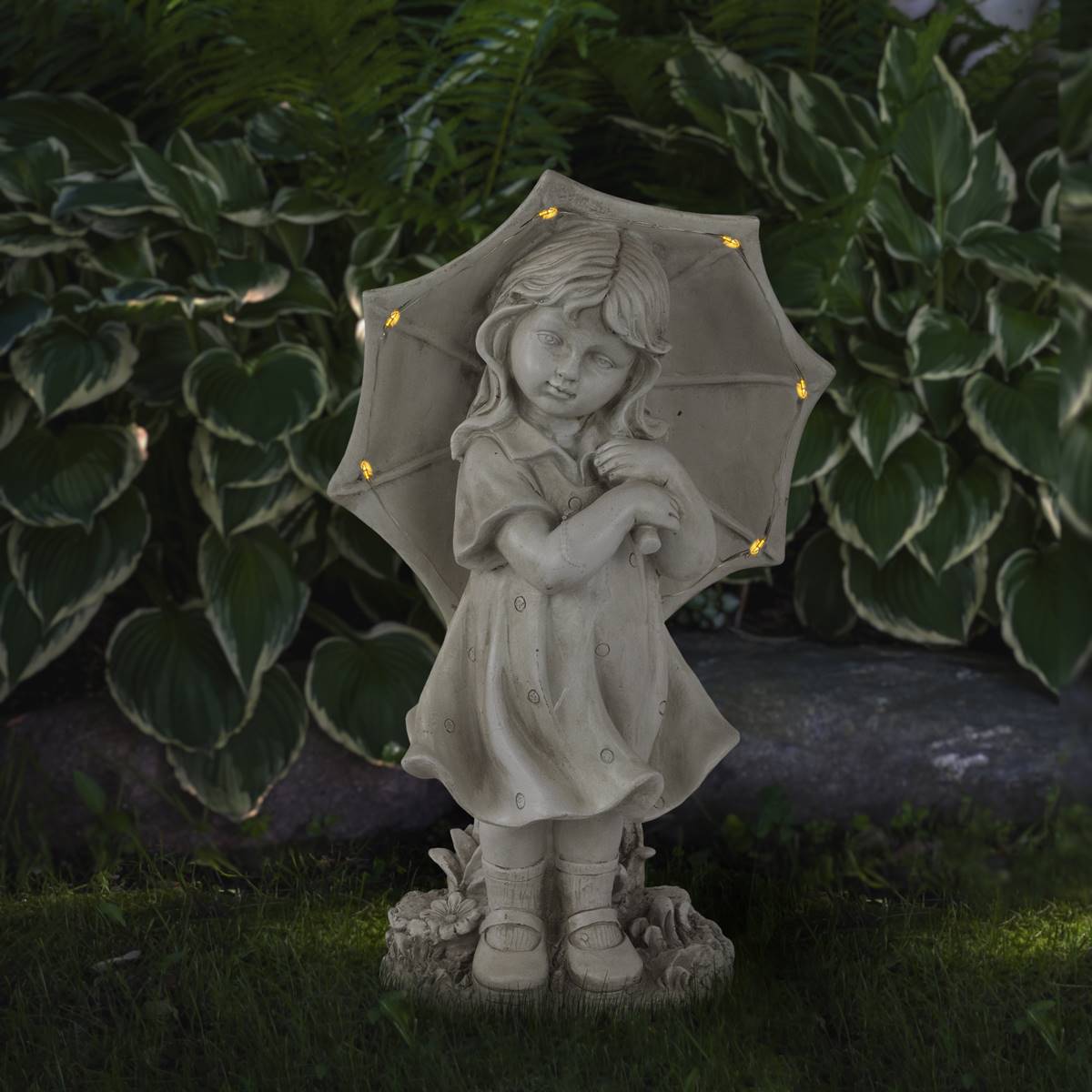 Northlight Seasonal Solar Lighted Girl W/ Umbrella Garden Statue