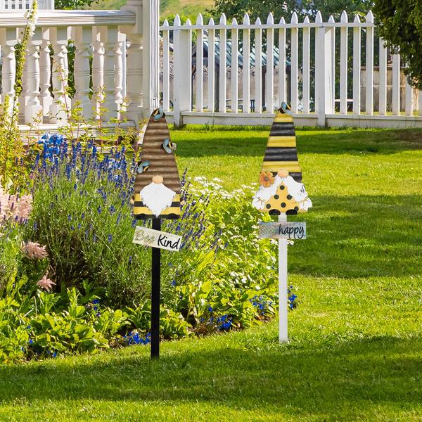 Northlight Bee Gnomes Wooden Garden Stakes - Set of 2 alternate view
