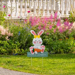 Northlight Bunny with Carrot Easter Garden Stake alternate view