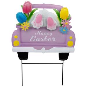 Northlight Back Seat Bunny Happy Easter Garden Stake