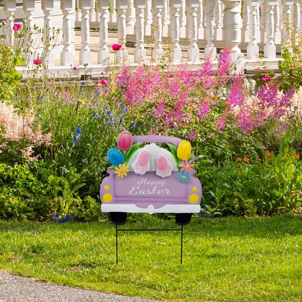 Northlight Back Seat Bunny Happy Easter Garden Stake alternate view