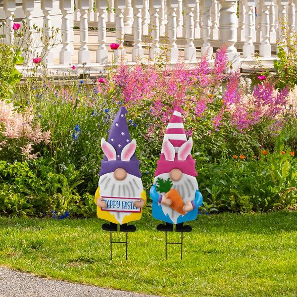Northlight Gnomes Easter Garden Stakes - Set of 2 alternate view