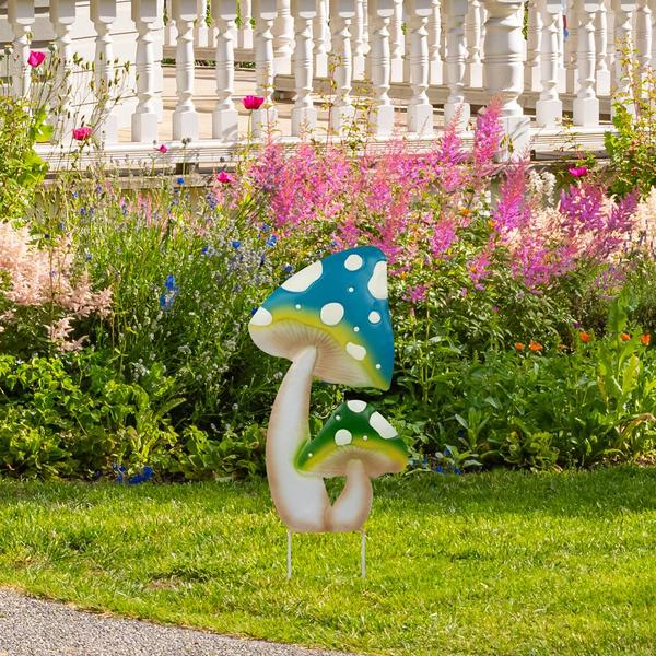 Northlight Double Spotted Mushrooms Garden Stake alternate view