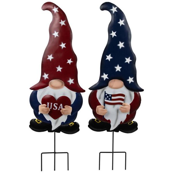 Northlight USA Patriotic Gnome Garden Stakes - Set of 2