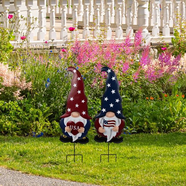 Northlight USA Patriotic Gnome Garden Stakes - Set of 2 alternate view