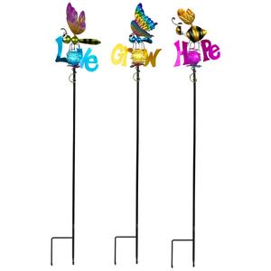 Northlight Solar Grow Love Hope Garden Stakes - Set of 3
