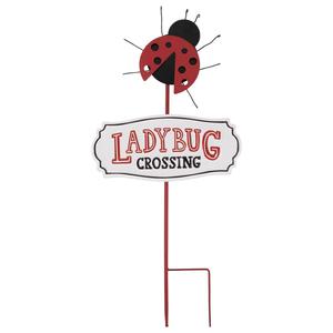 Northlight Ladybug Crossing Metal Outdoor Garden Stake