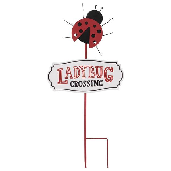 Northlight Ladybug Crossing Metal Outdoor Garden Stake