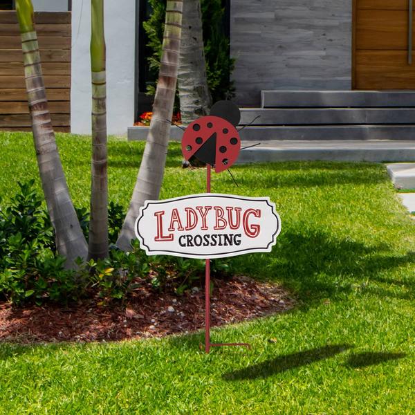 Northlight Ladybug Crossing Metal Outdoor Garden Stake alternate view