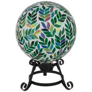 Northlight Mosaic Iridescent Leaves Garden Gazing Ball alternate view