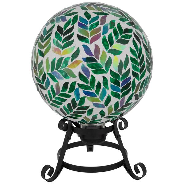 Northlight Mosaic Iridescent Leaves Garden Gazing Ball alternate view