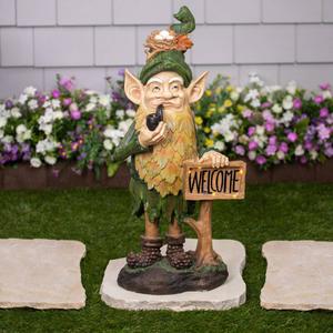 Northlight LED Solar Welcome Gnome Garden Statue