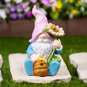 Northlight LED Solar Sunflower Gnome Garden Statue