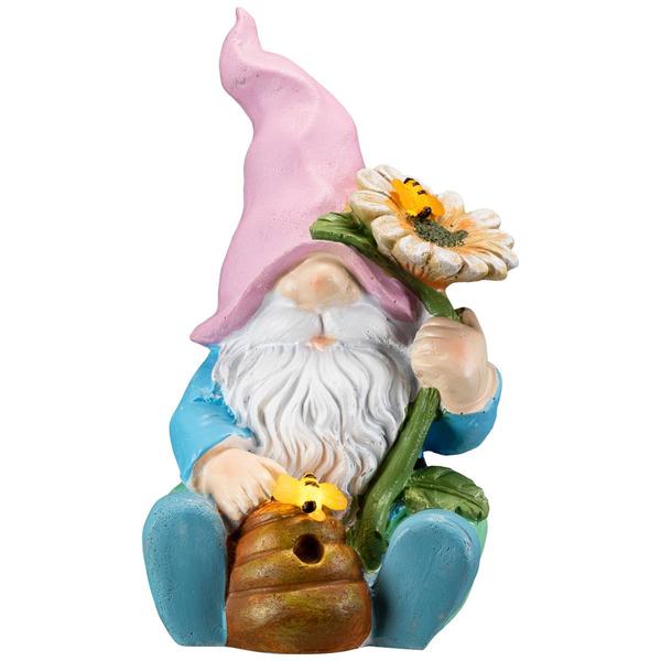 Northlight LED Solar Sunflower Gnome Garden Statue alternate view