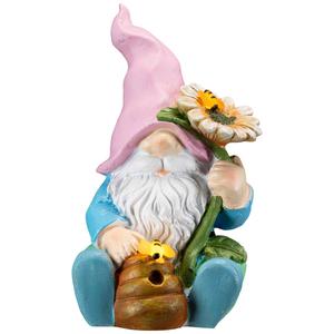 Northlight LED Solar Sunflower Gnome Garden Statue alternate view