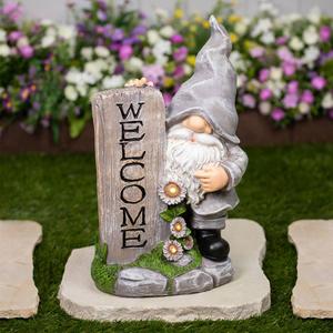 Northlight LED Solar Gnome Welcome Garden Statue