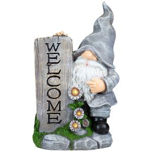 Northlight LED Solar Gnome Welcome Garden Statue alternate view