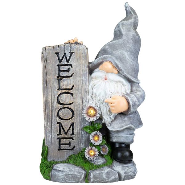 Northlight LED Solar Gnome Welcome Garden Statue alternate view