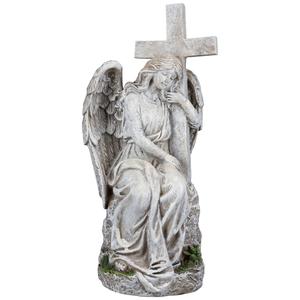 Northlight Angel with Cross Memorial Statue alternate view