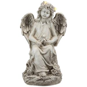 Northlight LED Lighted Angel with Rabbit Garden Statue alternate view