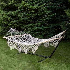 Northlight Lattice Macrame Rope Hammock with Wooden Bars alternate view