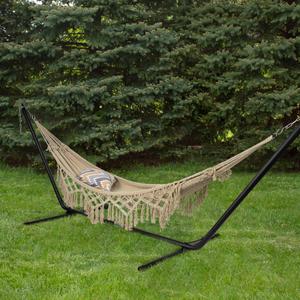 Northlight Macrame Hammock with Patterned Tassels alternate view