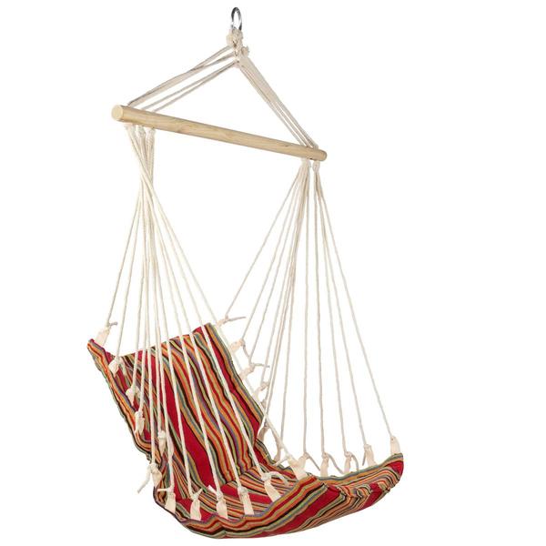 Northlight Striped Hammock Chair w/ Padding & Wooden Bar