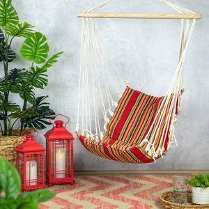 Northlight Striped Hammock Chair w/ Padding & Wooden Bar alternate view
