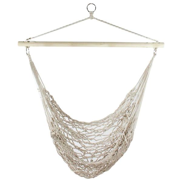 Northlight Cotton Macrame Hammock with Wooden Bar
