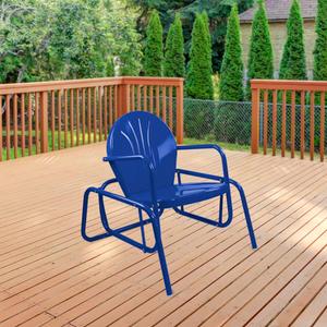 Northlight Retro Metal Tulip Glider Patio Chair - Blue alternate view