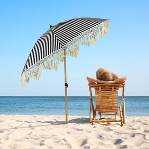 Northlight 6.5ft. Striped Outdoor Tilt Market Umbrella alternate view