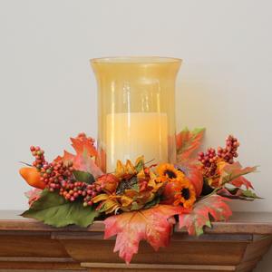 Northlight 16in. Sunflower with Pumpkin Fall Pillar Candle Holder alternate view