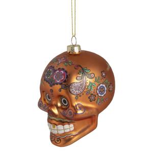 Northlight 4in. Day of the Dead Glass Skull Ornament alternate view