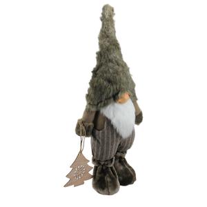 Northlight Woodland Gnome Holding a Wooden Tree Christmas Figure alternate view