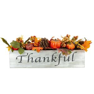 Northlight 21in. Autumn Thankful Rustic Wooden Box