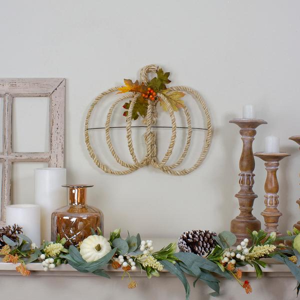 Northlight Foliage and Rope Pumpkin Hanging Decor alternate view